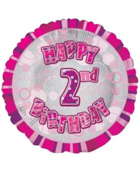 Pink Glitz 2nd Birthday Foil Balloon 18"