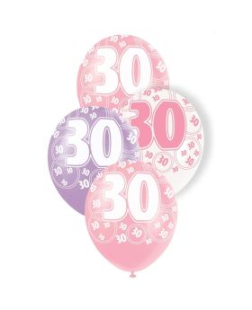 Pink Age 30 Latex Balloons