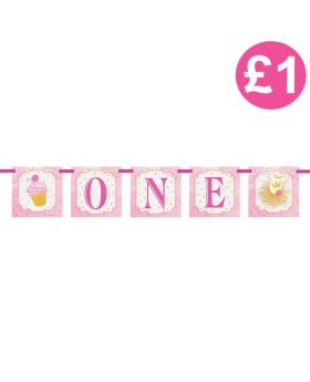 Pink and Gold 1st Birthday Block Banner