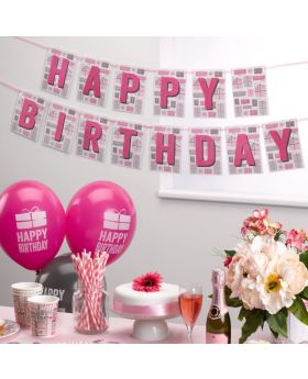 Pink Happy Birthday Bunting