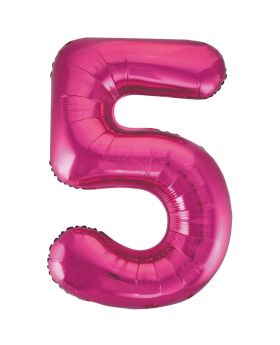 Pink Glitz Number Foil Balloon - 5