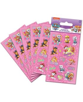 6 Pink Paw Patrol Bag Sticker Sheets