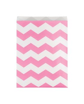 10 Candy Pink Chevron Stripe Paper Treat Bags