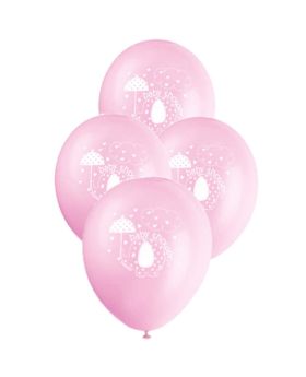 Umbrellaphants Pink Baby Shower Latex Balloons 12"