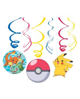 6 Pokemon Party Swirl Decorations