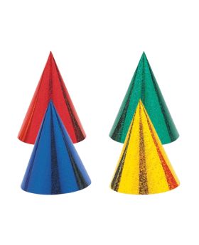 Prismatic Cone Party Hats, pk8
