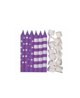Purple Dots & Stripes Candles, pk12