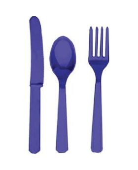 Purple Re-usable Plastic Cutlery, Assorted 24 pack
