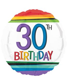 Rainbow Birthday 30th Foil Balloon 17"