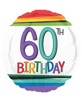 Rainbow Birthday 60th Foil Balloon 17"