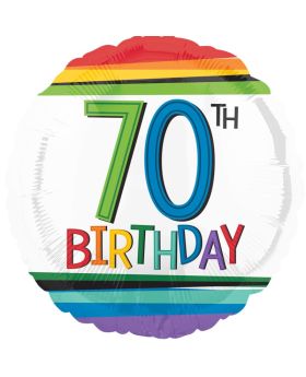 Rainbow Birthday 70th Foil Balloon 17"