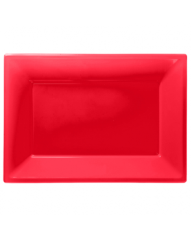 Red Plastic Serving Trays