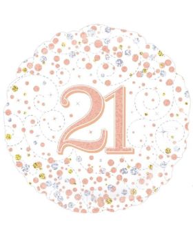 Rose Gold Sparkling Dots 21st Birthday Foil Balloon