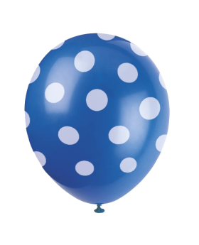 Royal Blue Polka Dot Latex Balloons 12"