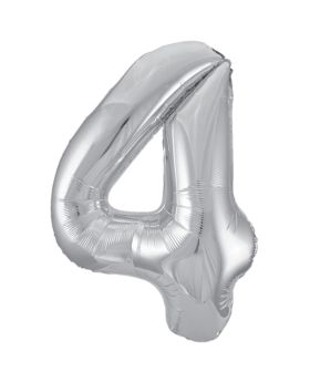 Silver Glitz Number Foil Balloon - 4