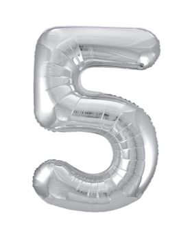 Silver Glitz Number Foil Balloon - 5