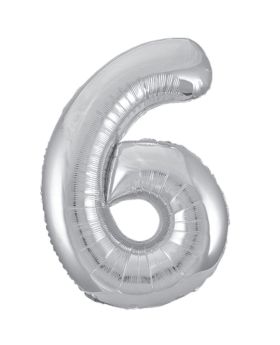 Silver Glitz Number Foil Balloon - 6