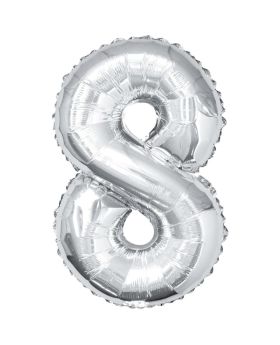 Silver Glitz Number Foil Balloon - 8