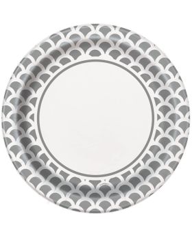 Silver Scallops Plates 23cm, pk8