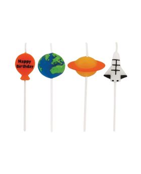 4 Space Blast Party Pick Candles