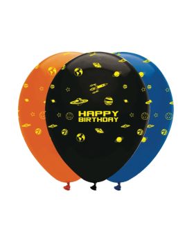 6 Space Blast Party Latex Balloons 12"