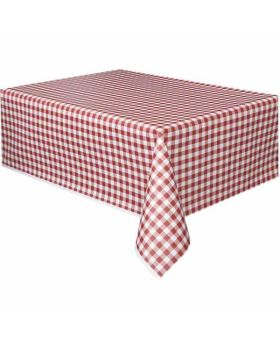 Red & White Gingham Plastic Tablecover