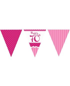 Perfectly Pink 70th Birthday Flag Bunting 3.65m