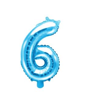 Blue Number 6 Air Fill Foil Balloon 14"