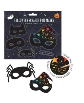 Halloween Scratch Art Masks, pk4
