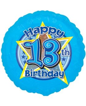 Blue Star 13 Holographic Foil Balloon 18''