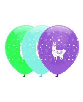 Llama Pastel Party Latex Balloons 12'', pk6