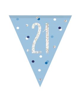 Glitz Blue 21st Birthday Flag Banner 2.74m