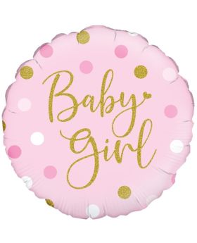 Sparkling Baby Girl Dots Foil Balloon 18"