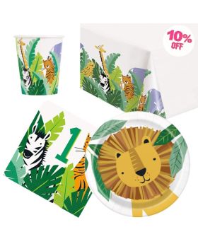 Animal Safari 1st Birthday Party Tableware Pack for 8