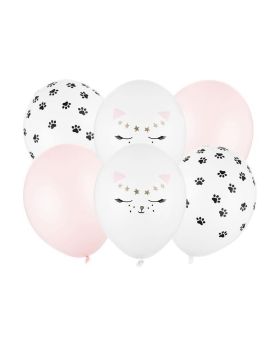 Cute Cat Latex Balloons 12", pk6