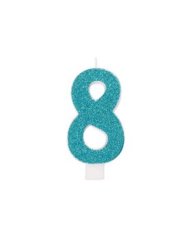 Assorted Glitter Number 8 Candle