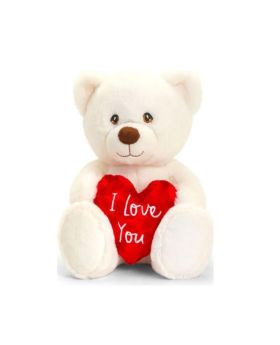 Cream I Love You Bear with Heart 20cm