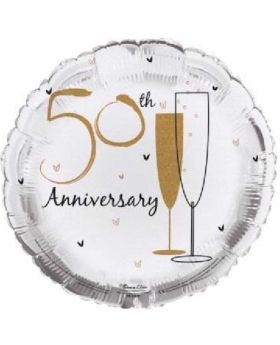 Golden 50th Anniversary Foil Balloon 18"