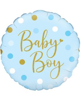 Sparkling Baby Boy Dots Foil Balloon 18"