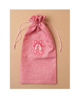 Pink Jute Ballet Shoe Motif Bag