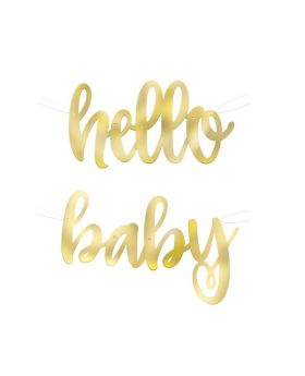 Gold Hello Baby Shower Script Banner 1.1m
