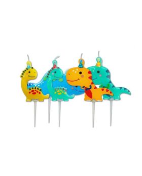 Dino Party Pick Candles, pk5