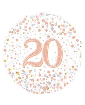 Rose Gold Sparkling Dots 20th Birthday Foil Balloon