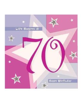 Pink Shimmer 70th Birthday Napkins 33cm x 33cm, pk16