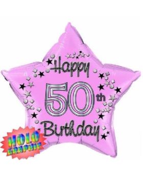 Pink Foil Star Age 50 Foil Balloon 22"