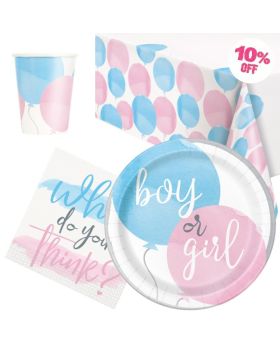 Gender Reveal Party Tableware Pack for 8