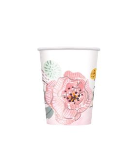 Painted Pink Floral Wedding Cups