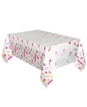 Pink Dots 1st Birthday Tablecover 1.37m x 2.13m