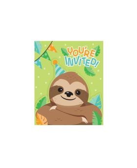 Sloth Party Invitations, pk8