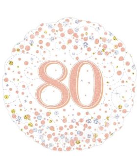 Rose Gold Sparkling Dots 80th Birthday Foil Balloon 18"